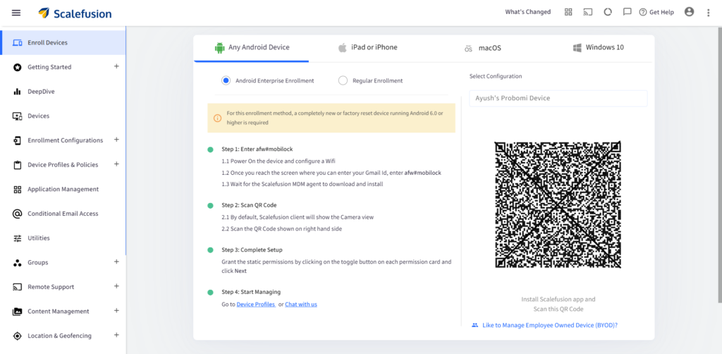 Scalefusion Android Enrollment