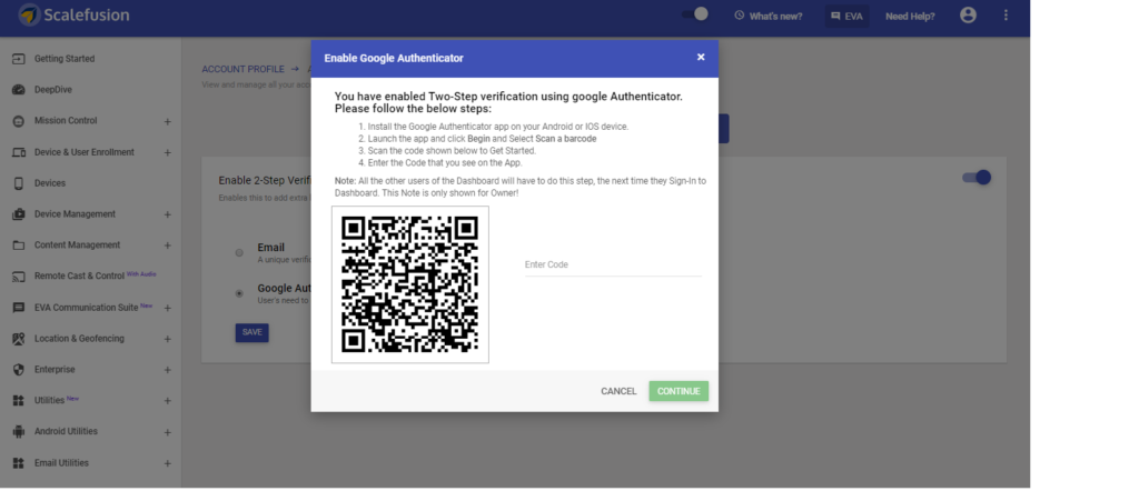 Google two-factor Authentication