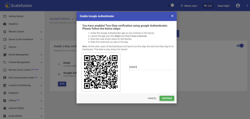 Google two-factor Authentication