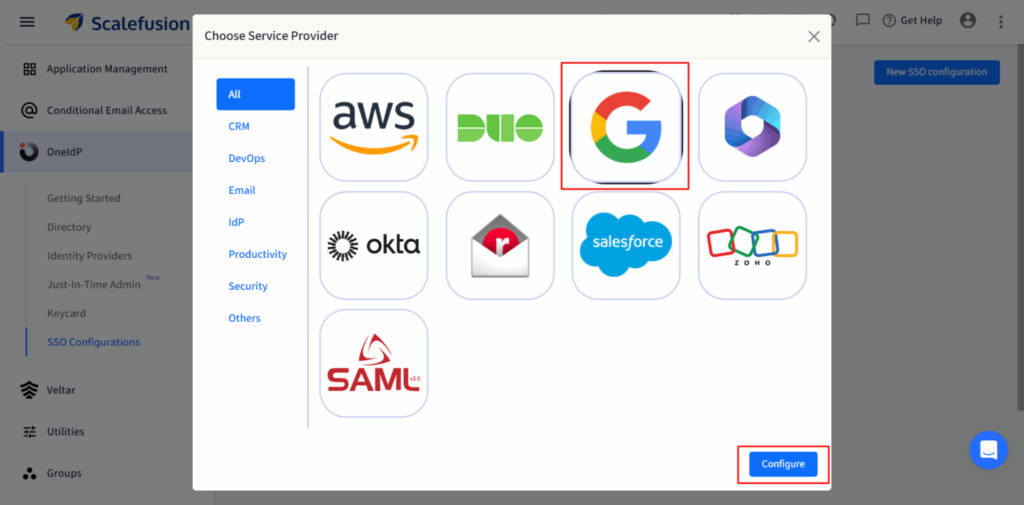 Google Workspace auswählen