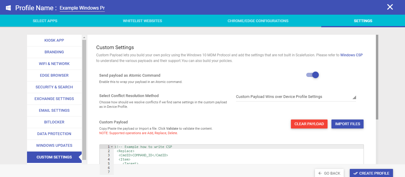 Leverage Configuration Service Provider settings for Windows
