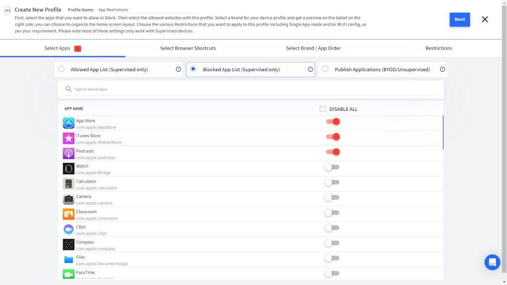 como bloquear certos aplicativos na apple