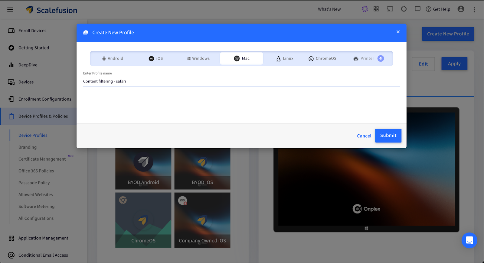 Create a new profile to block website in safari