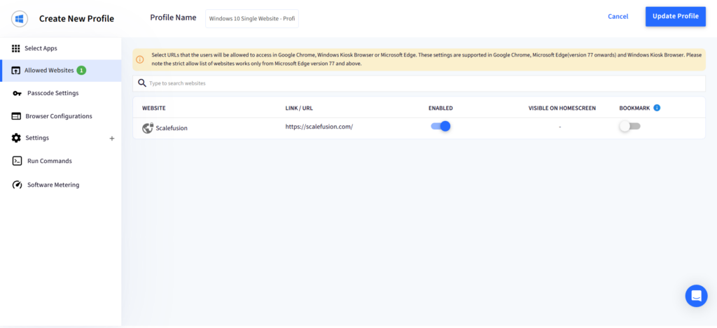 how to allow only one website in google chrome