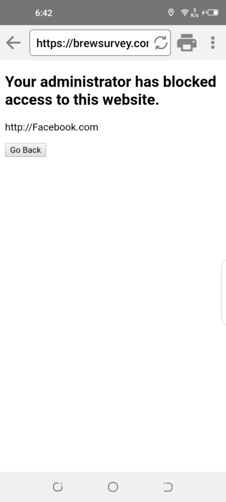 Android Kiosk Mobile blocked website