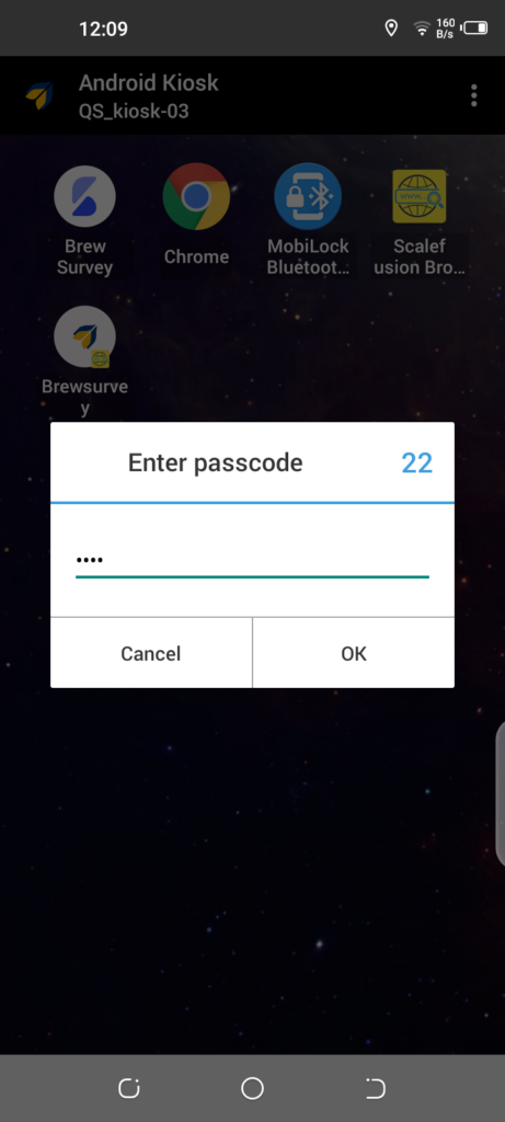 Android Kiosk Mobile passcode