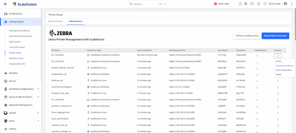 Zebra-Druckerregistrierung