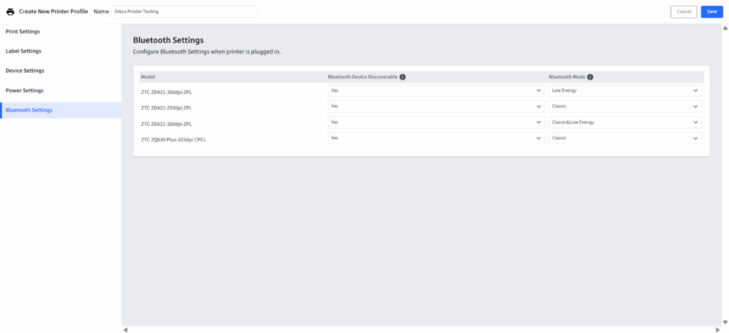 Zebra-Drucker Bluetooth