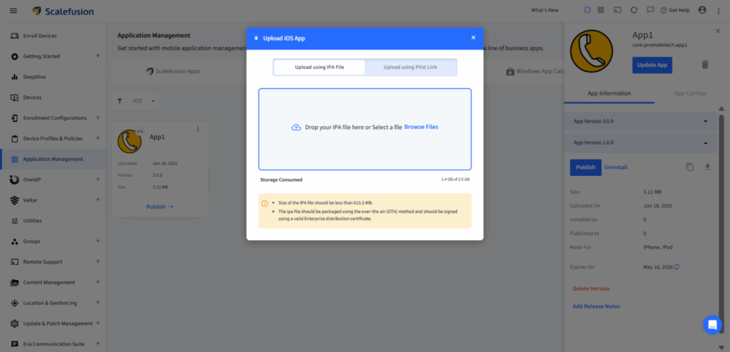 downgrade apps on iOS- upload older version