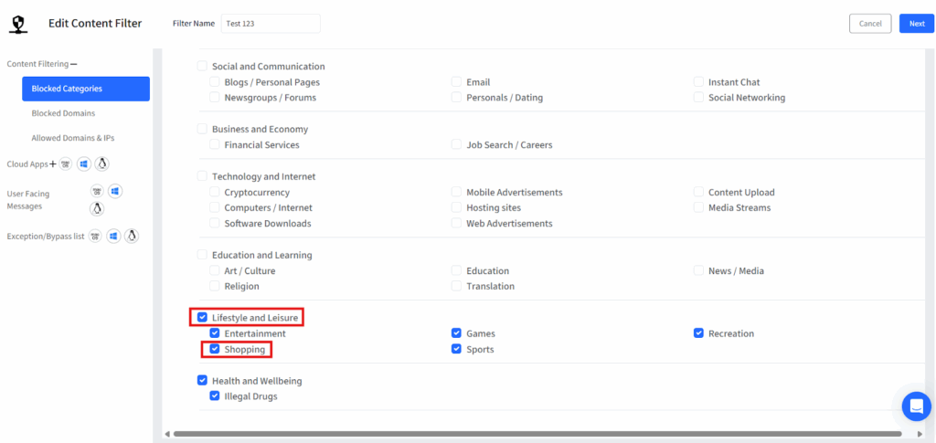 block shopping websites with Veltar