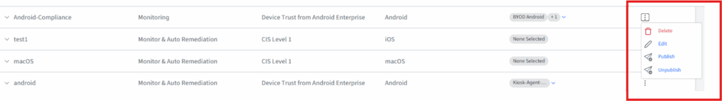 Manage Android Device Trust published policy groups