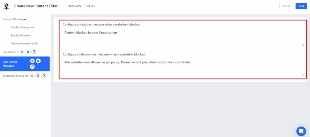 block ads on iphone and set user facing message