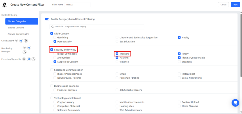 How to block trackers on chrome by blocking category 