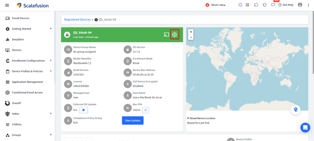 Click on gear icon to expand the quick menu