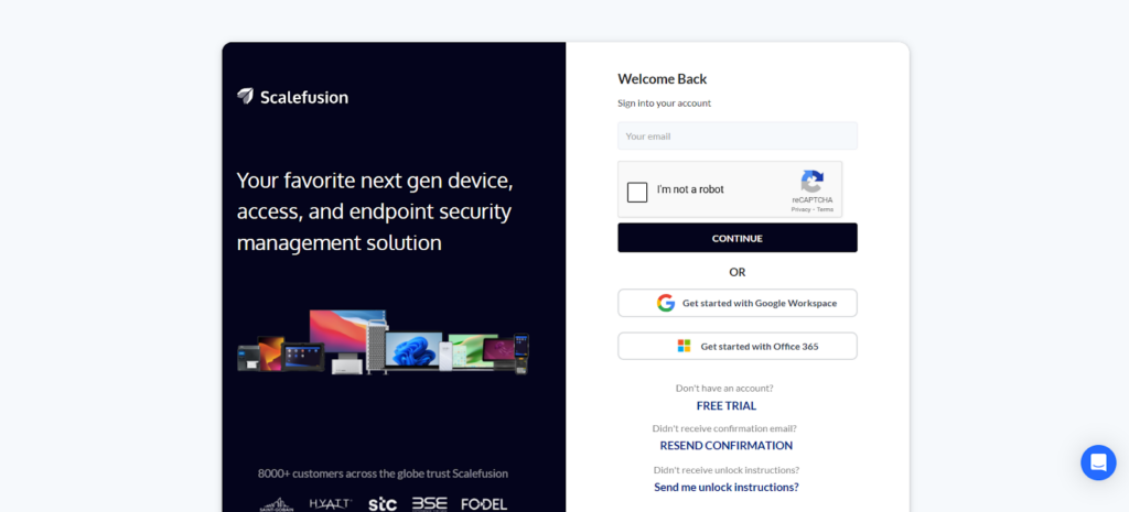 Connectez-vous au tableau de bord Scalefusion