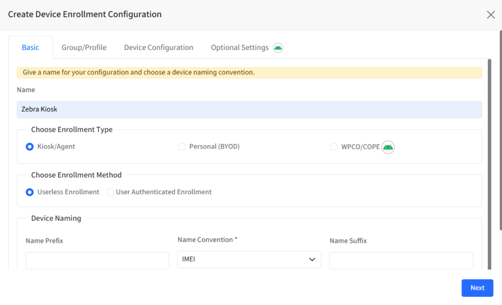 Zebra Device enrollement