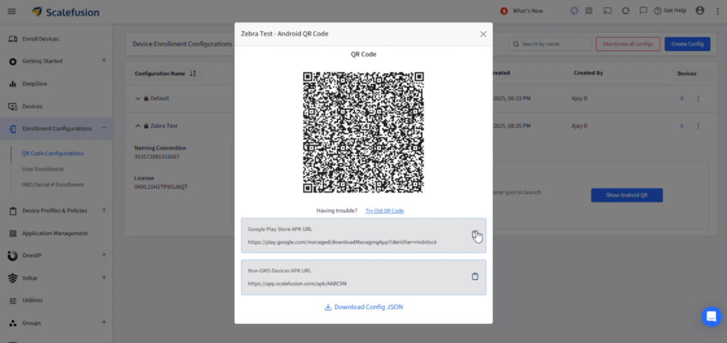 Inscrição no Zebra StageNow - Inscrição por código QR