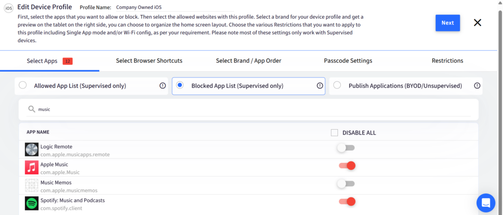 Aplicaciones bloqueadas en iOS