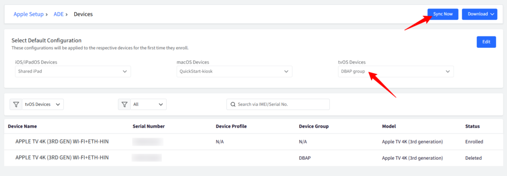 apple tv mdm enrollment:: default configuration