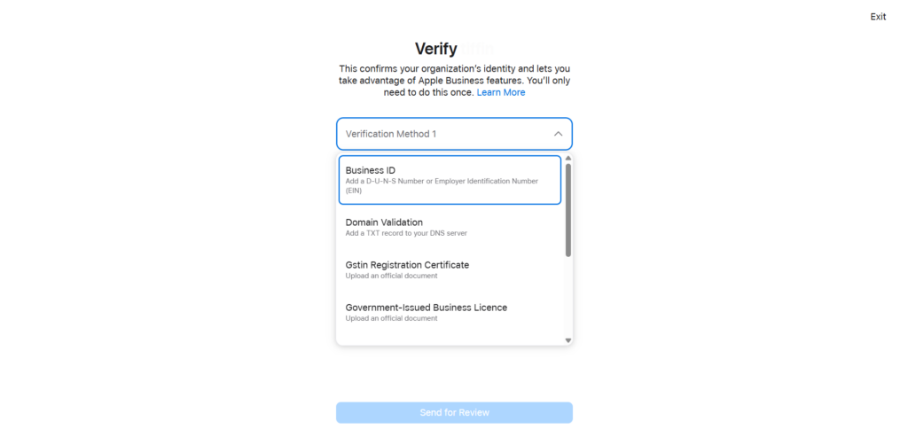 Apple Business Account Verify ID