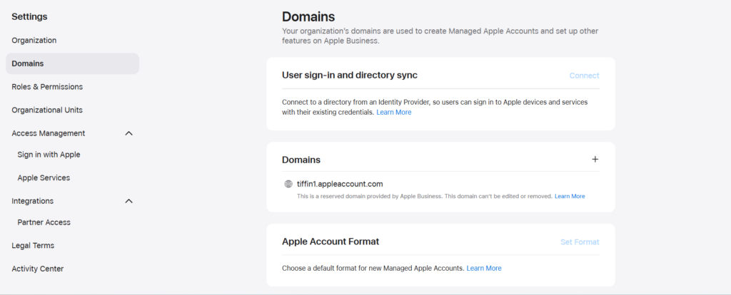 What is Apple Business Domains