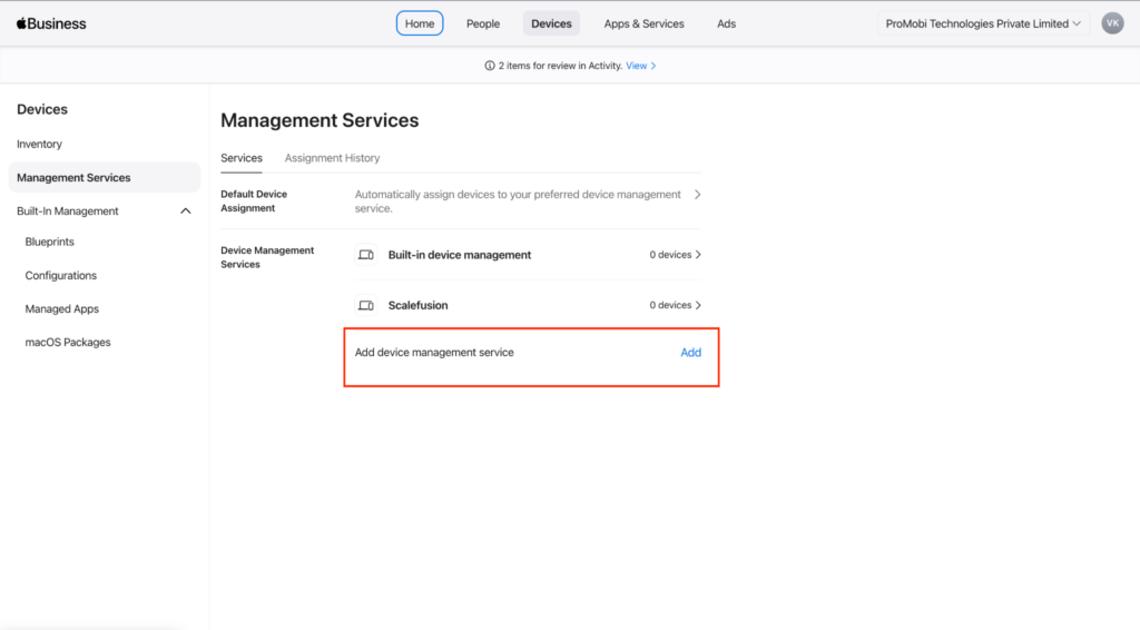 Apple Business Devices connect with Scalefusion
