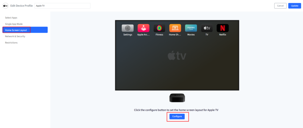 Configurazione della modalità chiosco di Apple TV
