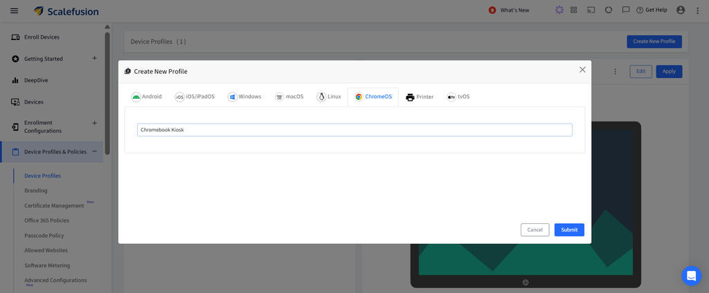 Create ChromeOS device Profile