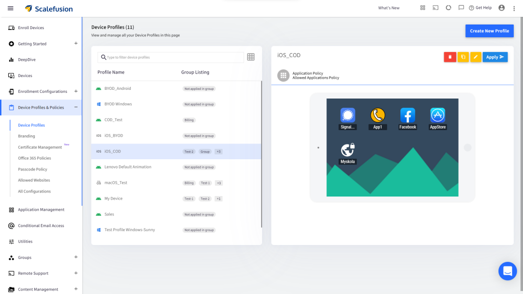 Whitelist apps on iOS